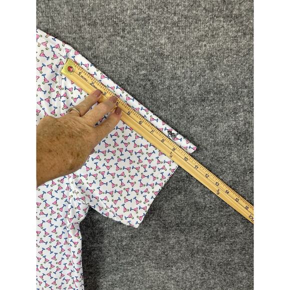 Chubbie's The Shaken Not Stirred Performance Polo Men's XL White, Pink, and Blue - Picture 10 of 13